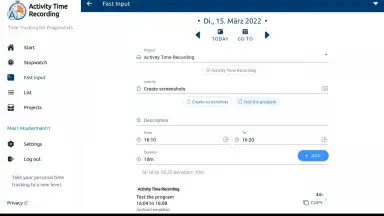 aTimeRecording - Online Time Tracking screenshot 2