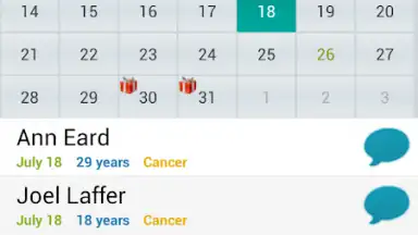 Birthday Calendar Free screenshot 1