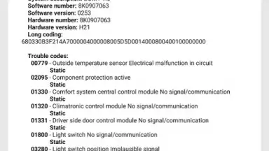 OBDeleven VAG car diagnostics screenshot 2