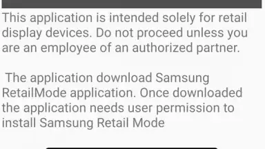 Samsung Retail Mode screenshot 1