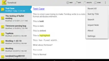 Tomdroid screenshot 3